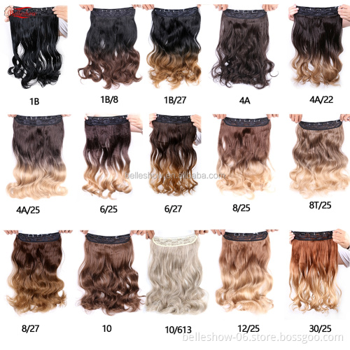 Hot sell Clip On long curly ponytail hair extension Long Curly Ombre Two Tone Synthetic Hair Extensions Clip in on Hair